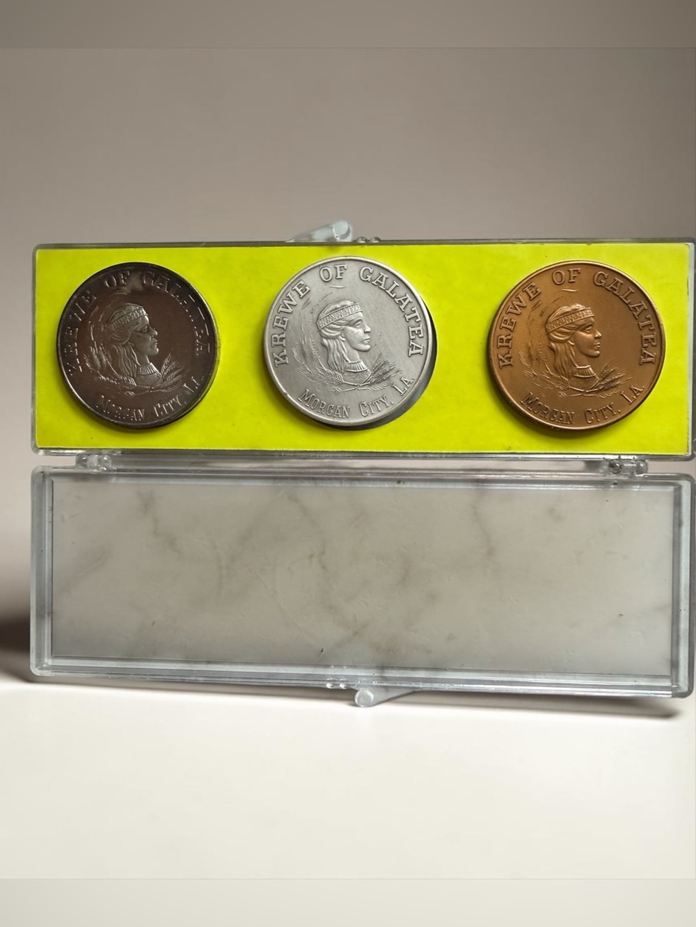 KREWE OF Galatea 3 Piece Mardi Gras Doubloon Set from Morgan City